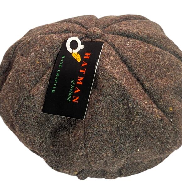 Hatman Of Ireland Gerry Moran 100% Wool Donegal Tweed Flat Cap Brown OSFM - Picture 4 of 5